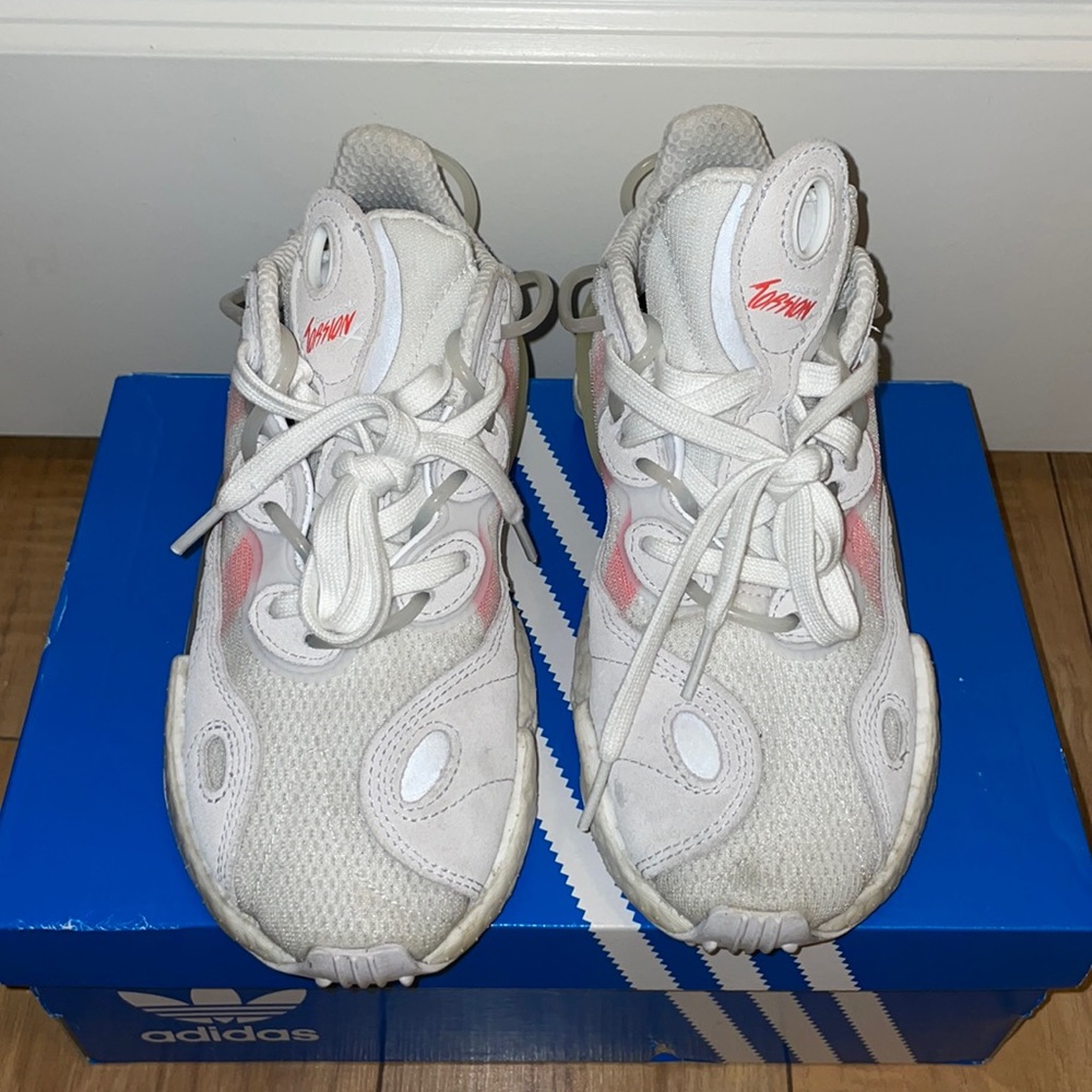 Adidas Torsion X Sneakers (White/Pink) in Size US 6W with original box